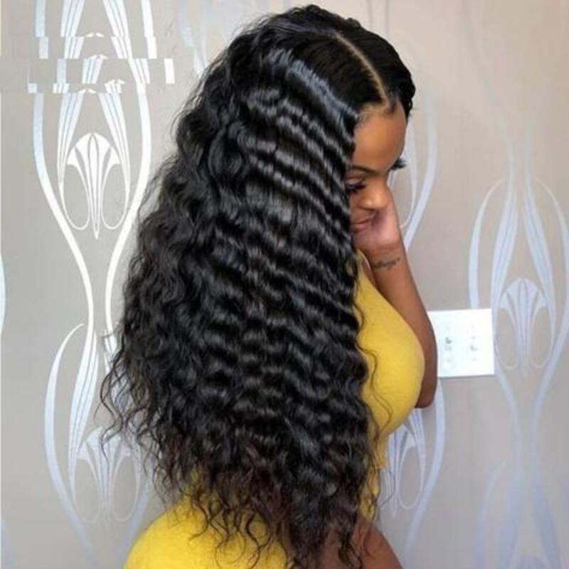 Deep Wave HD Transparent Lace Frontal Wig 100% Virgin Human Hair