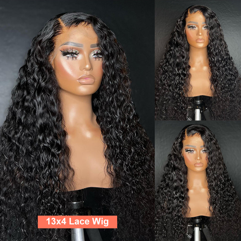 Deep Wave 13x4 HD Transparent Lace Front Wig 100% Virgin Human Hair