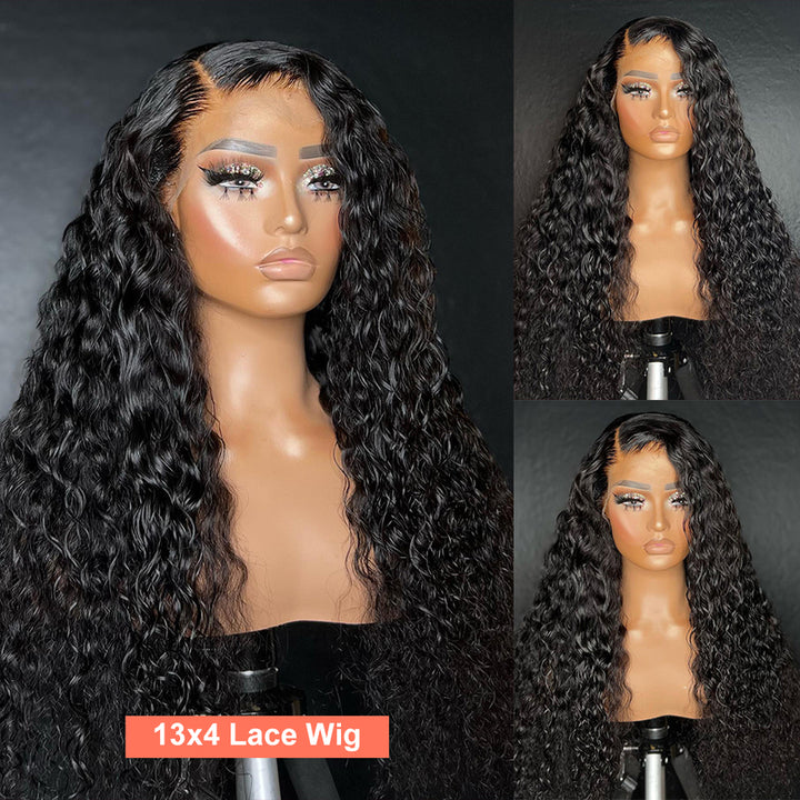 Deep Wave 13x4 HD Transparent Lace Front Wig 100% Virgin Human Hair