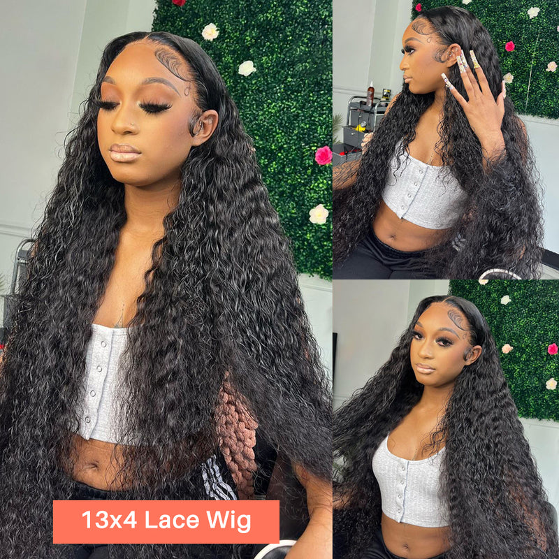 Deep Wave 13x4 HD Transparent Lace Front Wig 100% Virgin Human Hair