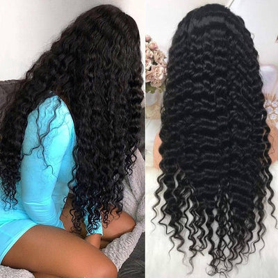 Deep Wave 13x4 HD Transparent Lace Front Wig 100% Virgin Human Hair