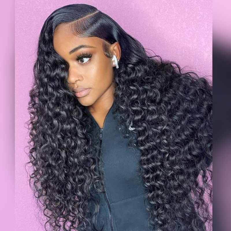 Deep Wave 13x6 Lace Frontal Wig Pre-plucked HD Transparent Lace Human Hair Wig