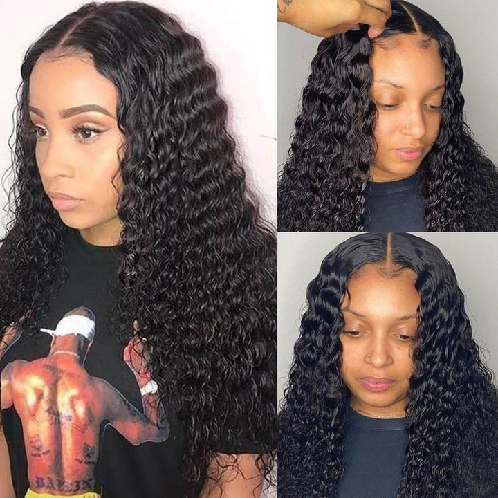 Deep Wave 4x4 HD Transparent Lace Closure Wig 100% Virgin Human Hair