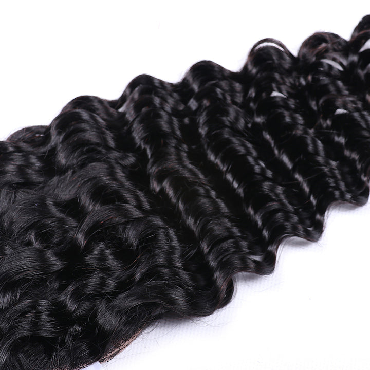 Deep Wave Lace Closure 100% Virgin Human Hair Pre Plucked Hairline With Baby Hair