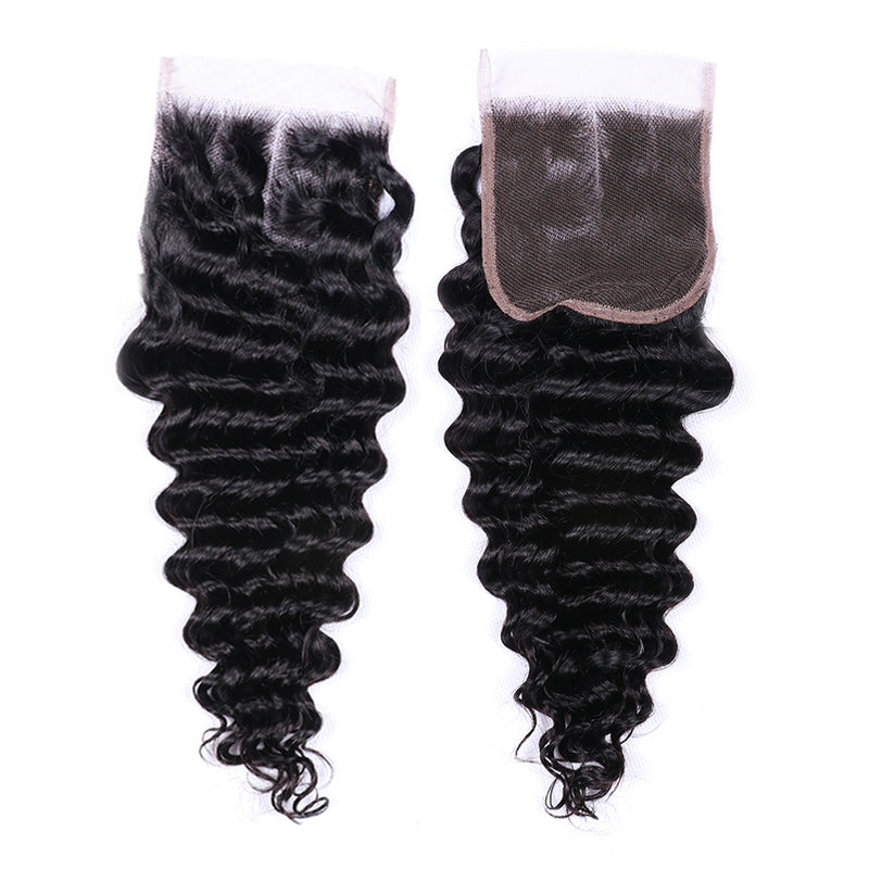 Deep Wave Lace Closure 100% Virgin Human Hair Pre Plucked Hairline With Baby Hair