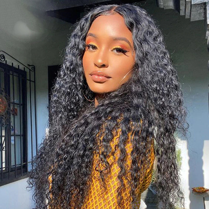 Deep Wave HD Transparent Lace Closure Wig 100% Virgin Human Hair 