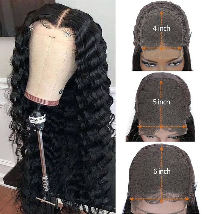 Deep Wave HD Transparent Lace Closure Wig 100% Virgin Human Hair 