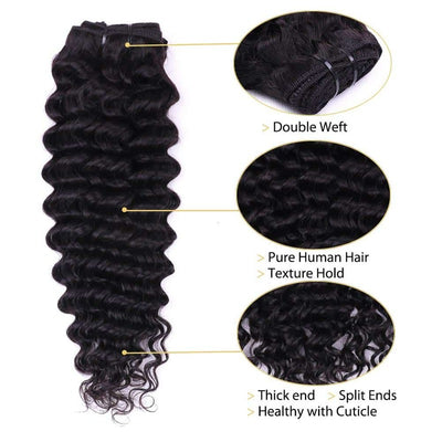 Deep Wave Clip-Ins Hair Extensions Clip In Human Hair Extensions 8 Pieces/Set