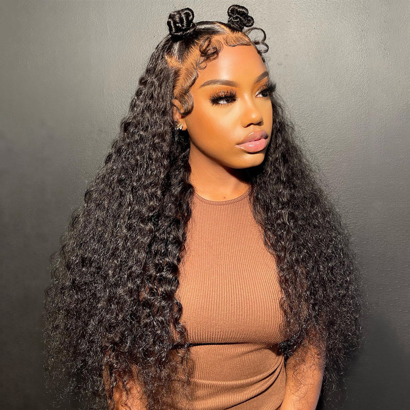 Deep Wave Transparent Full Lace Wig 100% Virgin Human Hair Wig Thick Hair