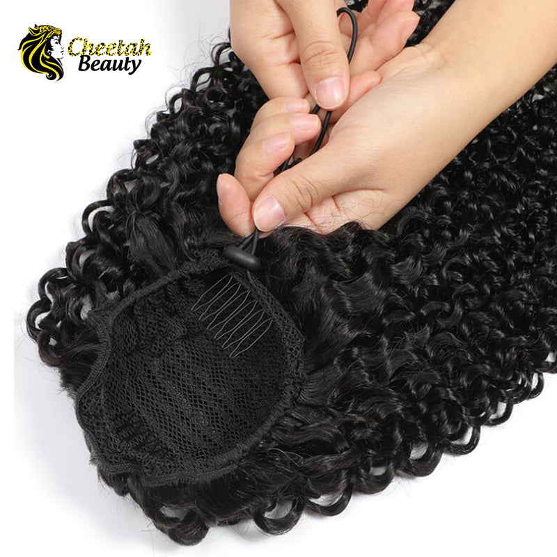Drawstring Ponytail Curly Wave Ponytail 100% Virgin Human Hair