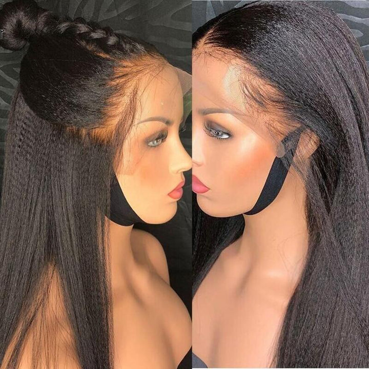 Kinky Straight HD Transparent 13x4 Pre-plucked Lace Frontal Wig 