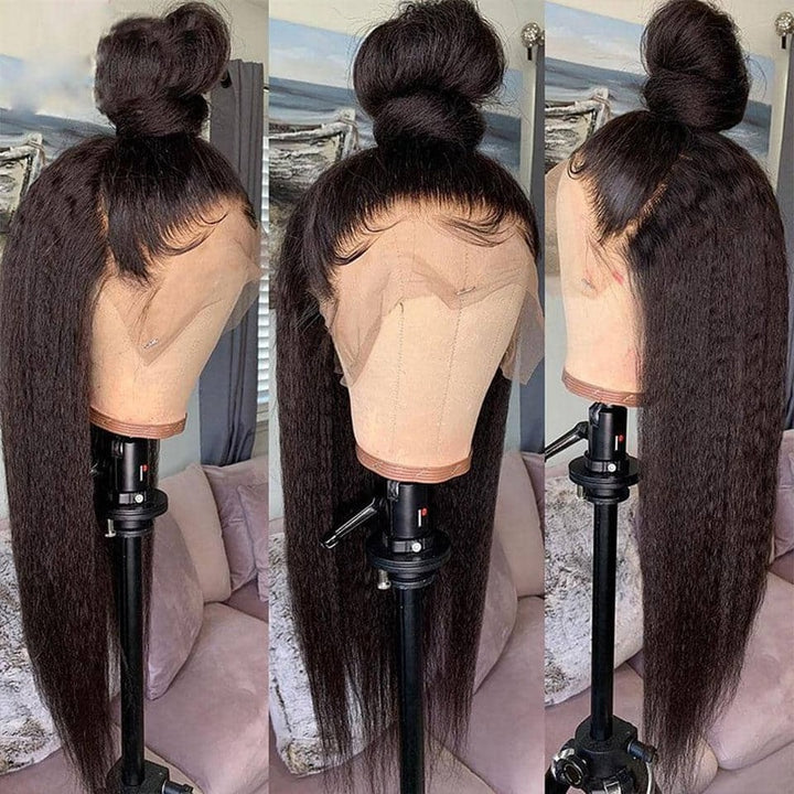 Kinky Straight HD Transparent 13x4 Pre-plucked Lace Frontal Wig 