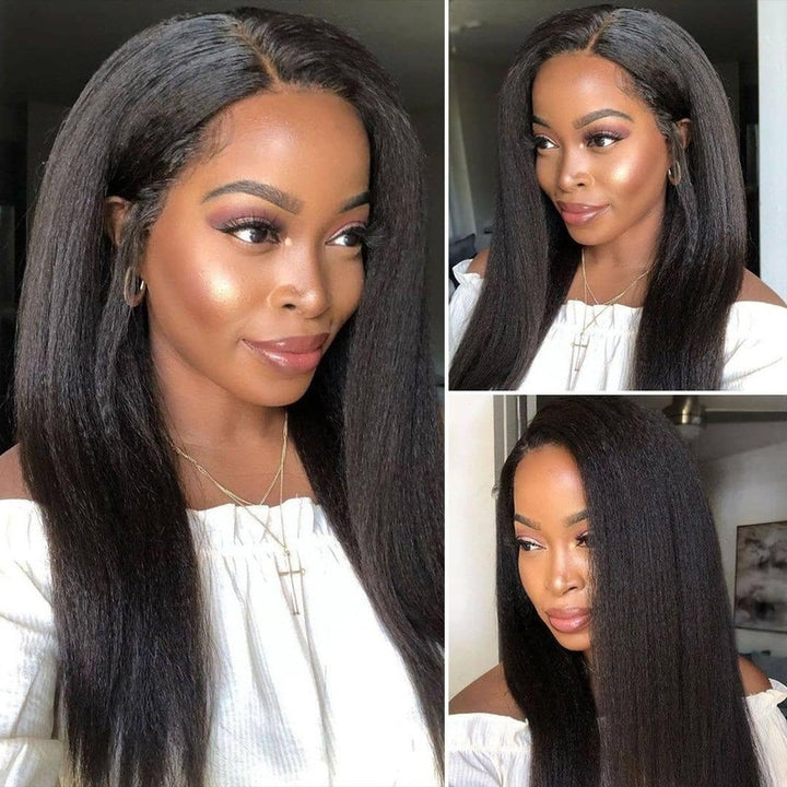 Kinky Straight HD Transparent 13x4 Pre-plucked Lace Frontal Wig 