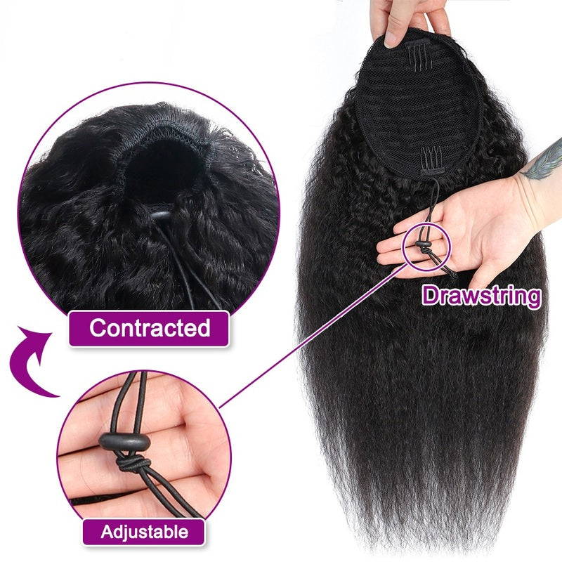 Drawstring Ponytail Kinky Straight Ponytail 100% Virgin Human Hair