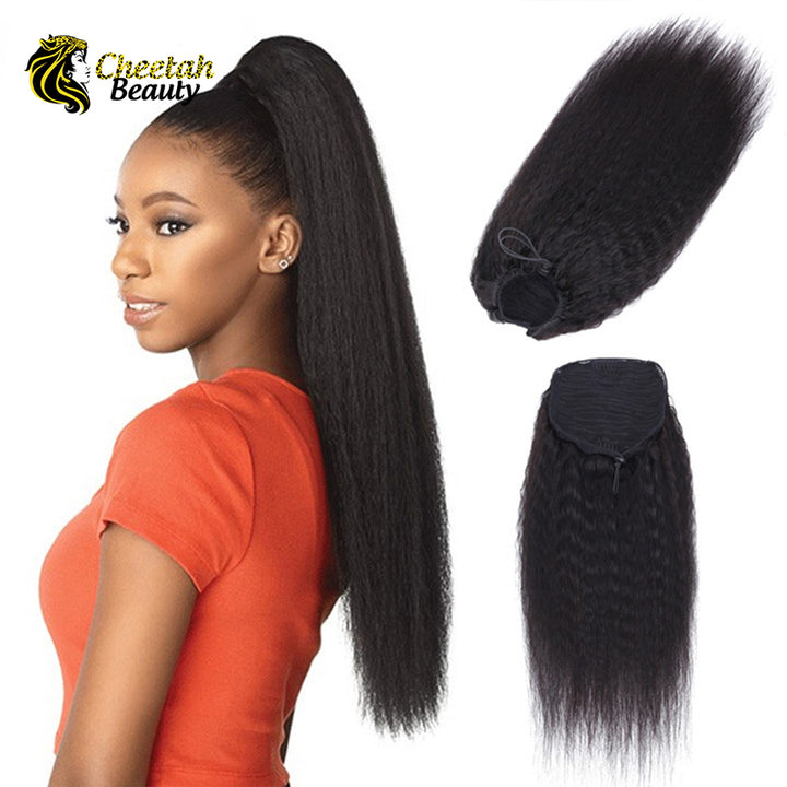 Drawstring Ponytail Kinky Straight Ponytail 100% Virgin Human Hair