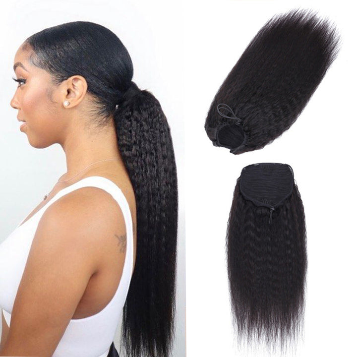 Drawstring Ponytail Kinky Straight Ponytail 100% Virgin Human Hair