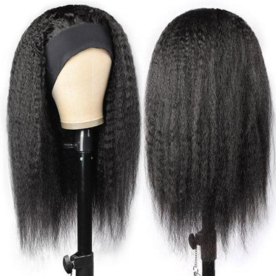 Kinky Straight Headband Wig Cuticle Aligned Yaki Straight Human Hair Wig