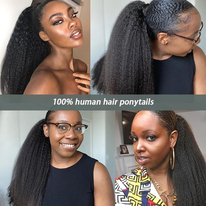 CheetahBeauty Kinky Straight Wrap Ponytail 100% Human Hair Extension