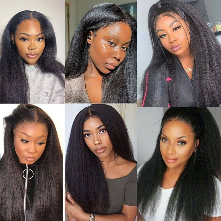 Kinky Straight HD Transparent Full Lace Wig Yaki Straight 100% Virgin Human Hair