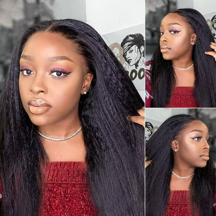 Kinky Straight 13x6 Real HD Lace Undetactable BlendAway Full Lace Frontal Wig 100% Virgin Human Hair