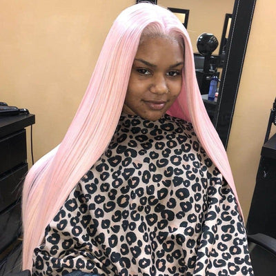 Light PinkHD Transparent Lace Front Wig 100% Virgin Human Hair