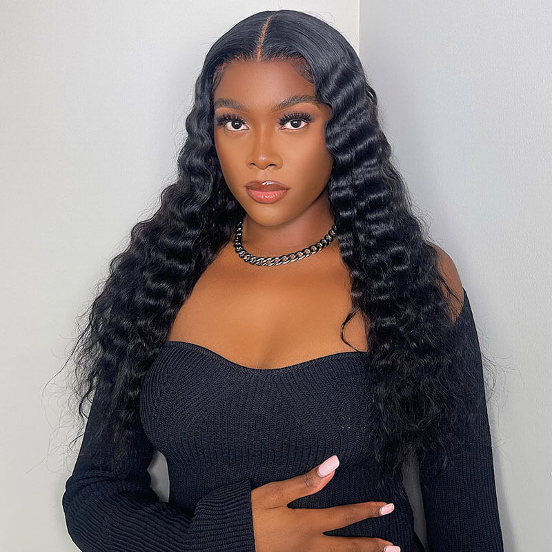 Loose Deep 4x4 HD Transparent Lace Closure Wig 100% Virgin Human Hair