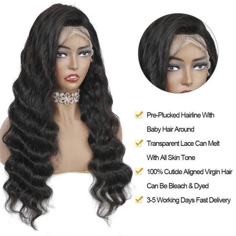 Loose Deep 13x4/13x6 HD Transparent Lace Front Wig 100% Virgin Human Hair