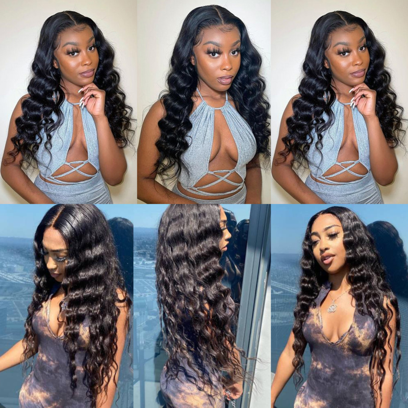 Loose Deep HD Trasparent 360 Lace Front Wig 100%Human Virgin Hair