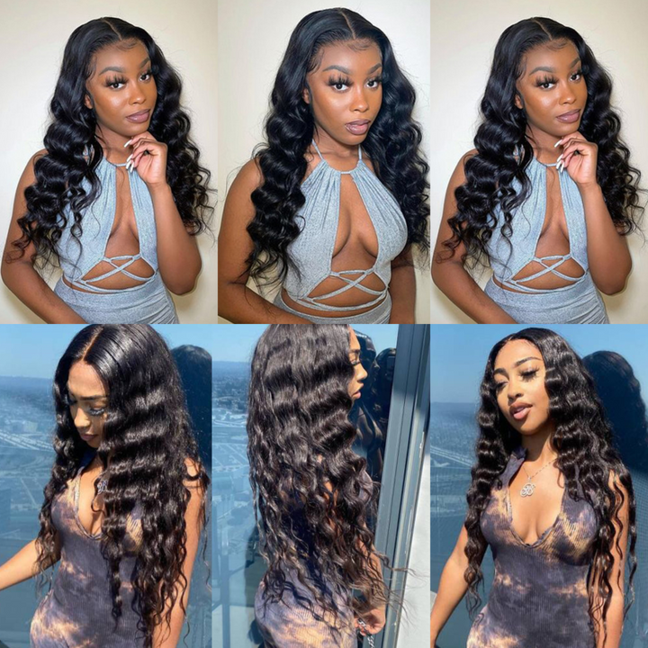 Loose Deep HD Trasparent 360 Lace Front Wig 100%Human Virgin Hair