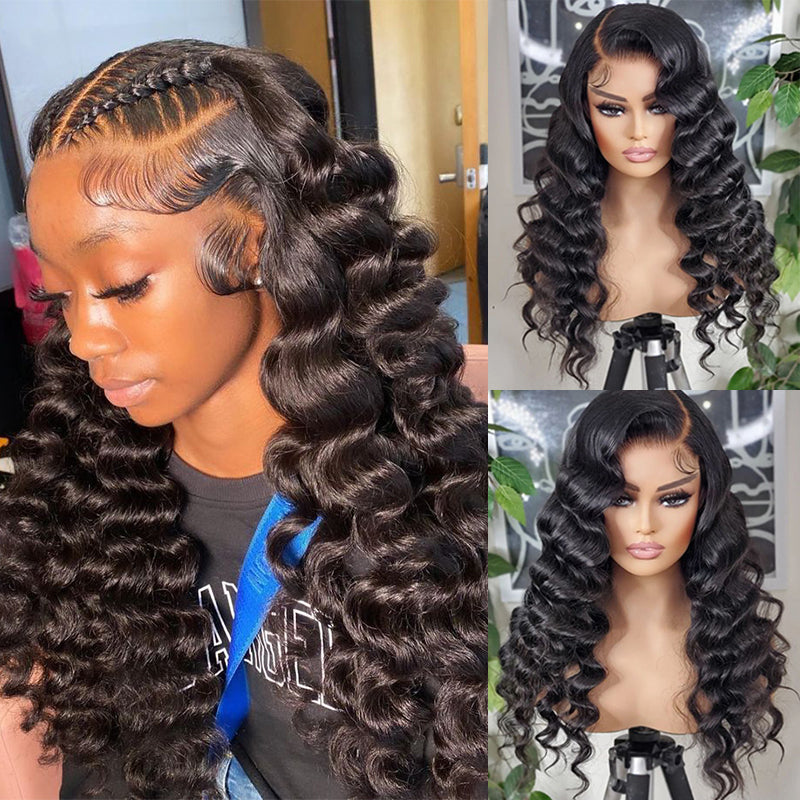 Loose Deep 13x6 HD Transparent Lace Front Wig 100% Virgin Human Hair