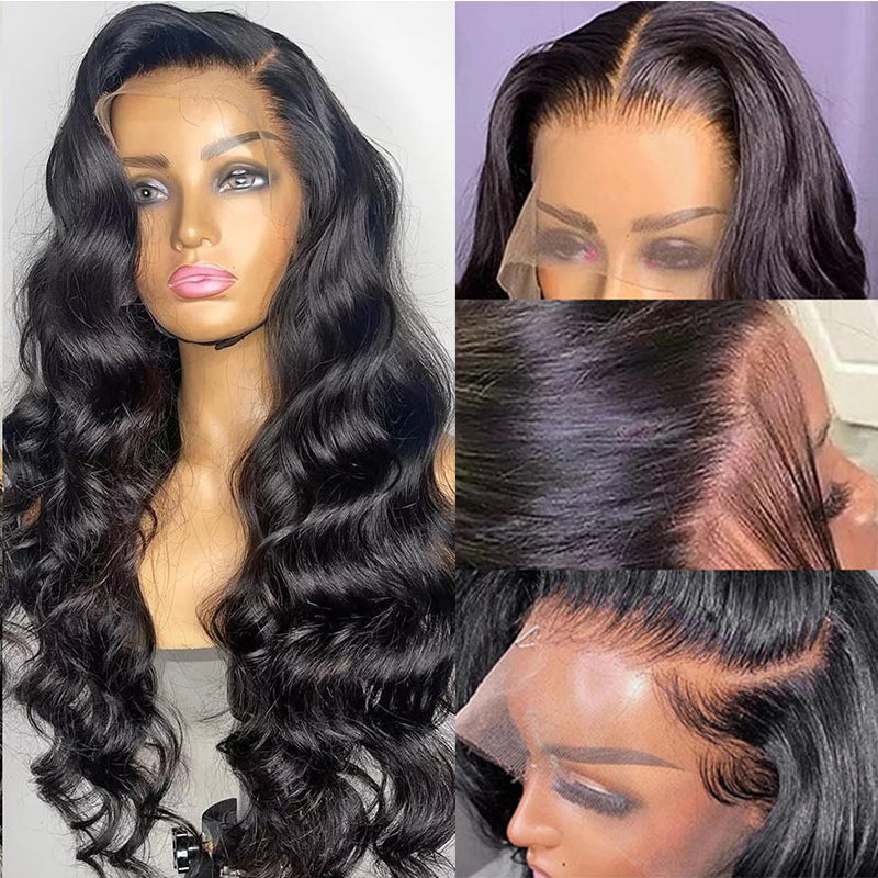 Loose Wave 13x6 HD Transparent Lace Front Wig 100% Virgin Human Hair