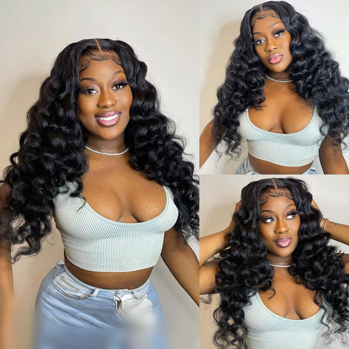 Loose Wave 13x6 HD Transparent Lace Front Wig 100% Virgin Human Hair