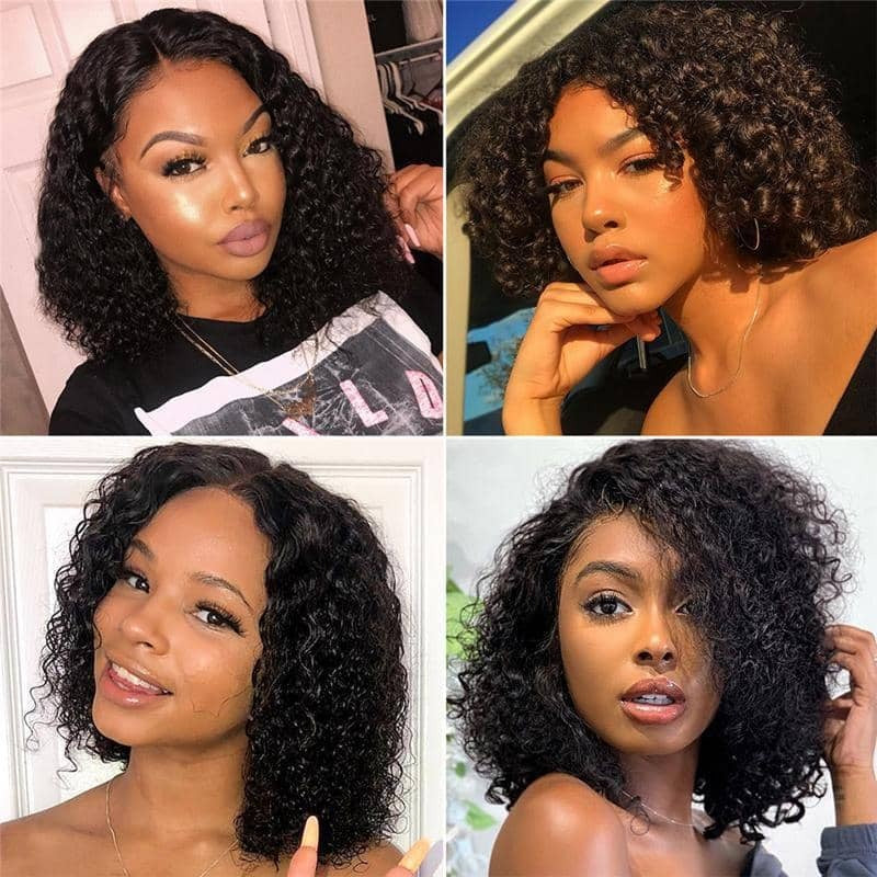 Curly Bob 4x4 Lace Closure Wig 100% Virgin Human Hair