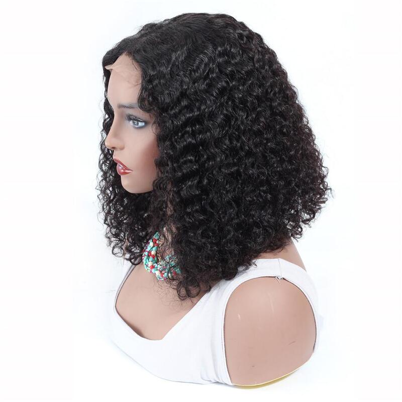 Short Curly Bob 4x4 Lace Closure Wig 100% Virgin Human Hair