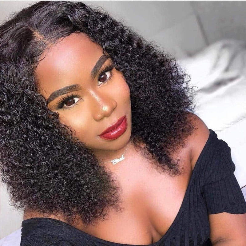 Short Curly Bob 4x4 Lace Closure Wig 100% Virgin Human Hair
