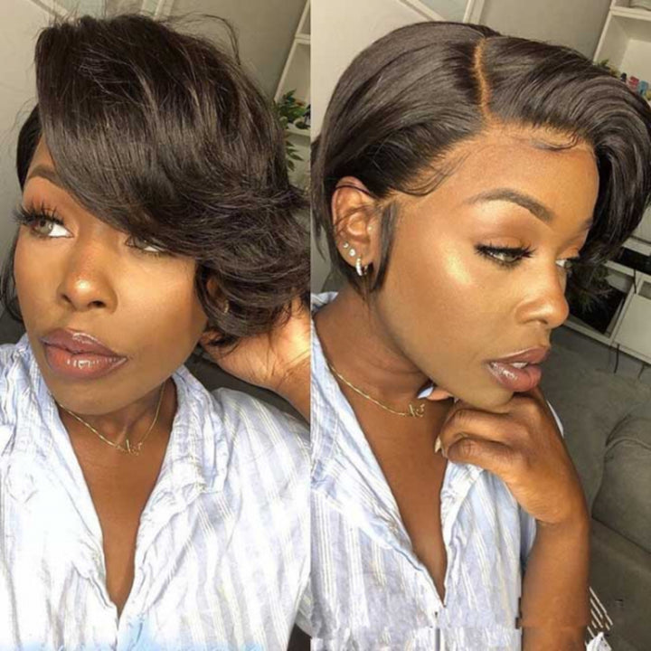 Short Pixie Cut Lace Wig 6 Inch 180% Density Straight Bob Wig