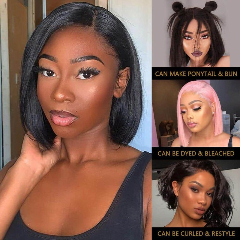 Straight Bob 13x4 HD Transparent Lace Front Wig 100% Virgin Human Hair