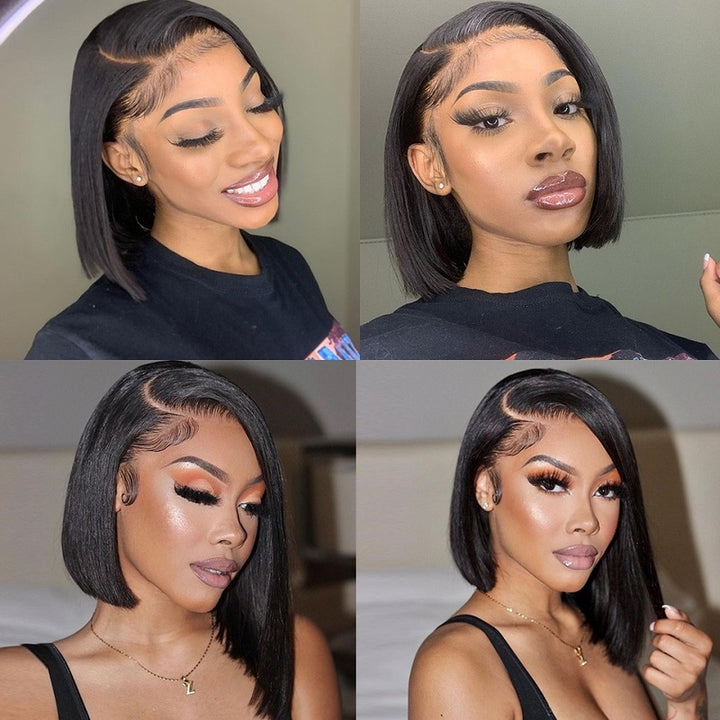 13x6 Straight Bob Wig HD Transparent Lace Front Wig 100% Virgin Human Hair