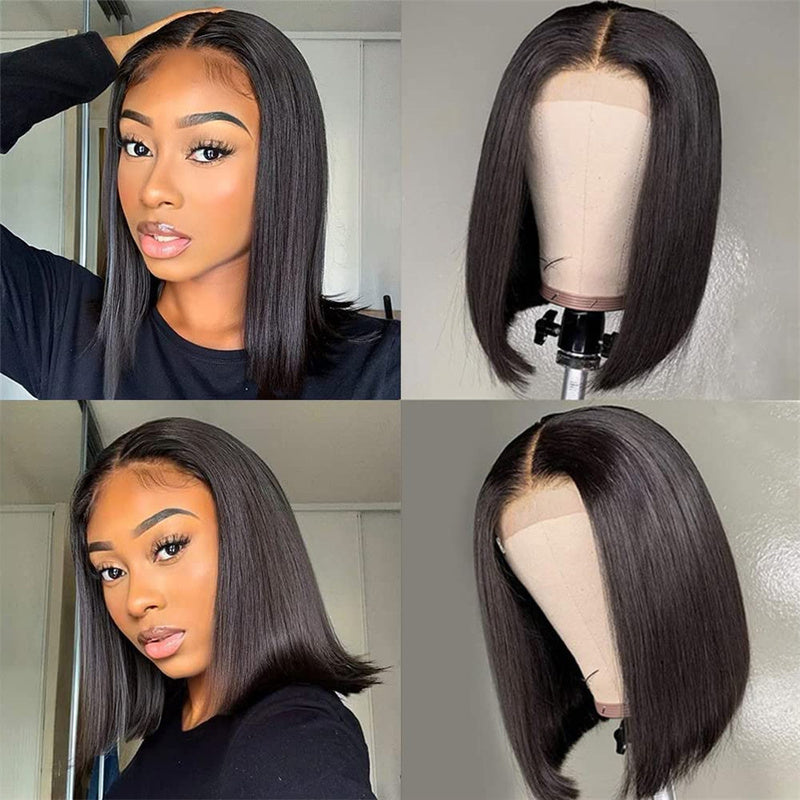 Straight Closure Bob Wig 4x4 HD Transparent Lace Bob Wig 100% Virgin Human Hair