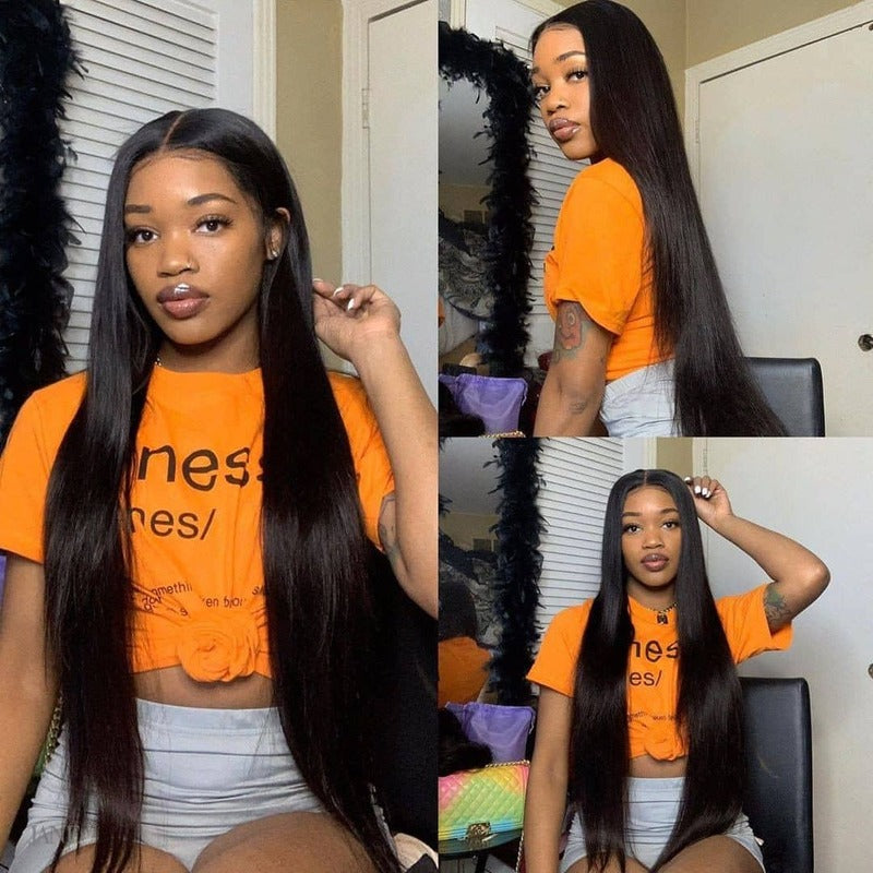 Straight 4x4 HD Transparent Lace Closure Wig 100% Virgin Human Hair