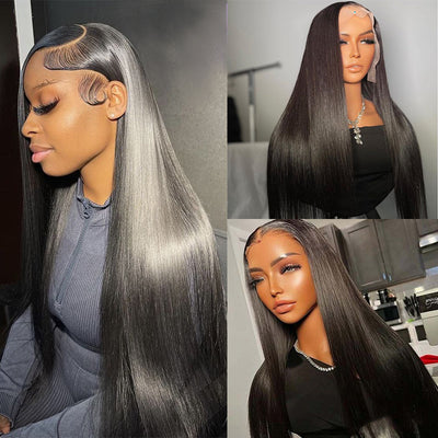 Straight 13x6 HD Transparent Lace Front Wig 100% Virgin Human Hair