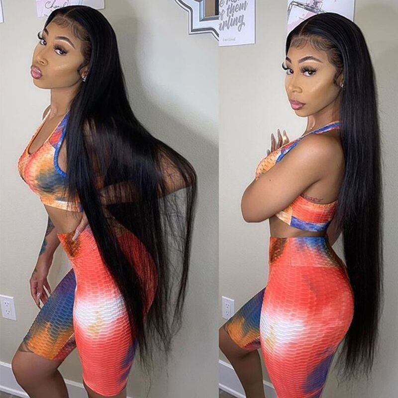 40Inch Straight Human Hair Wig HD Transparent Lace Wig With Baby Hair