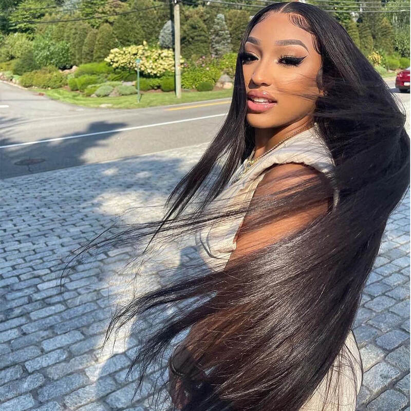 40Inch Straight Human Hair Wig HD Transparent Lace Wig With Baby Hair