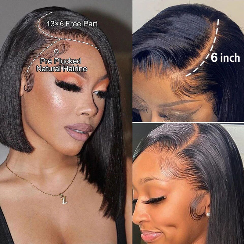 13x6 Straight Bob Wig HD Transparent Lace Front Wig 100% Virgin Human Hair