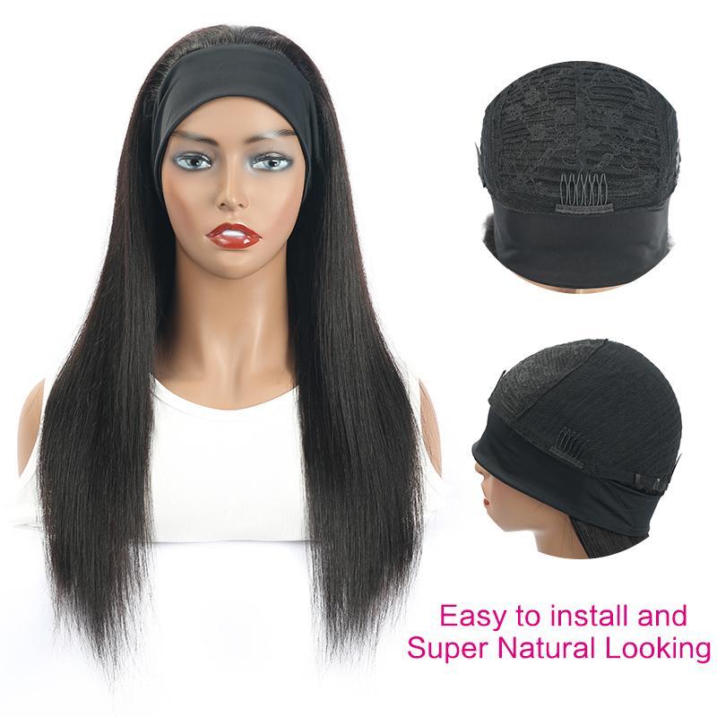 Cheetahbeauty Straight Glueless Headband Wig 100% Virgin Human Hair Wig