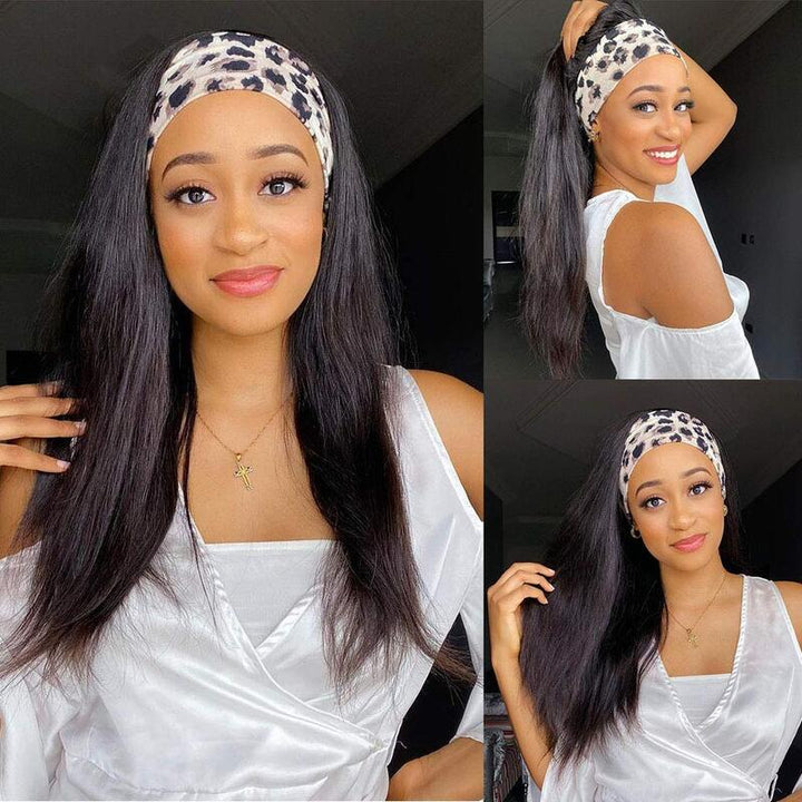 Cheetahbeauty Straight Glueless Headband Wig 100% Virgin Human Hair Wig   