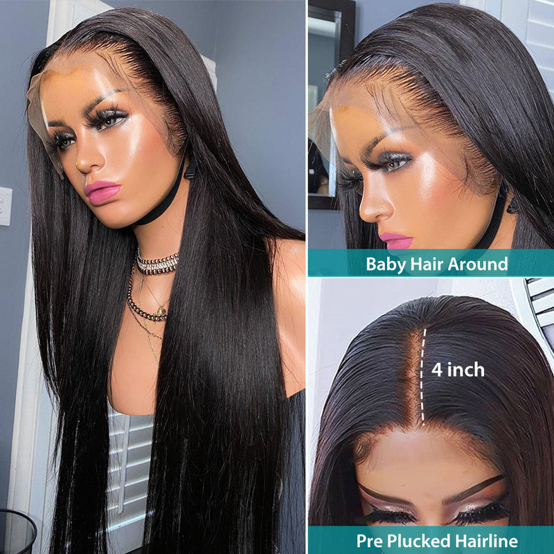 Straight 13x4 HD Transparent Lace Front Wig 100% Vigin Human Hair
