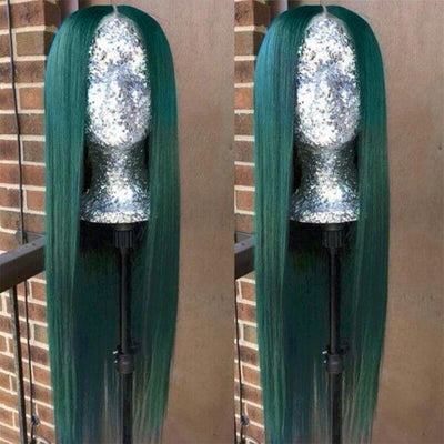Tint Green/Green/Dark Green HD Transparent Lace Front Wig 100% Virgin Human Hair