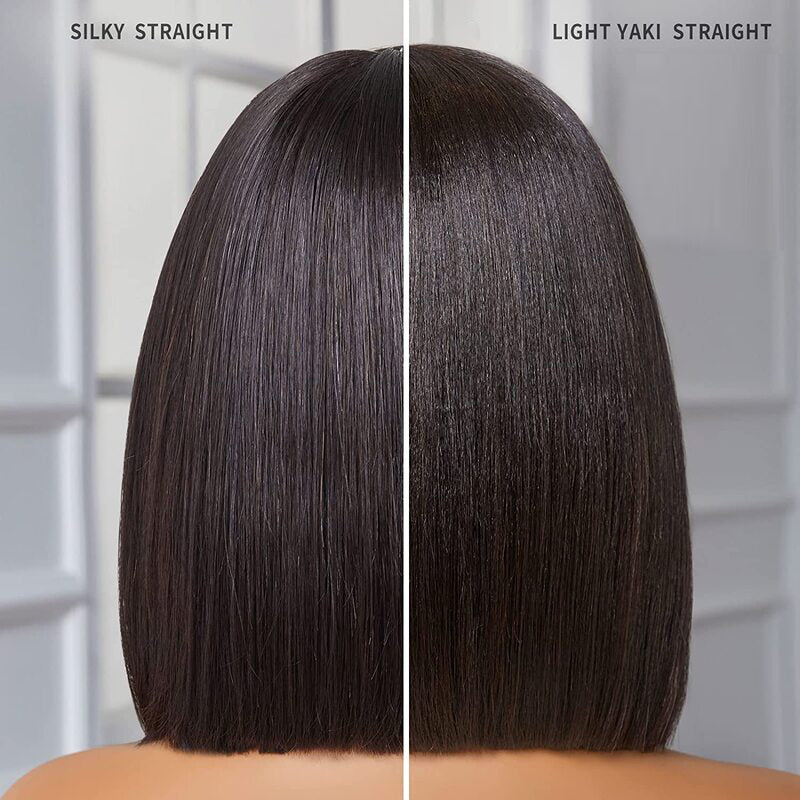 True Scalp | Realistic Straight Bob Wig With Bangs Yaki Straight Minimalist Undetectable Lace Wig