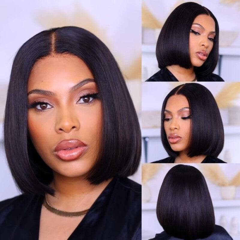 Straight V Part Bob Wig No Leave Out Upgraded U Part Wig 100% Virgin Human Hair